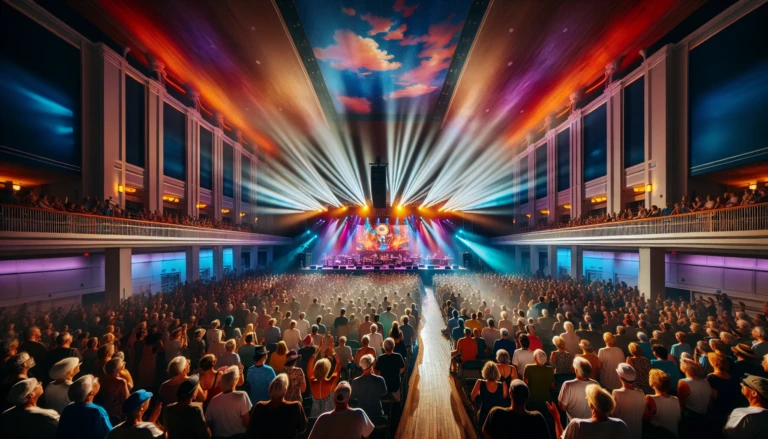 Cape May Jazz Festival 2025 crowd and stage lighting at Convention Hall concert venue