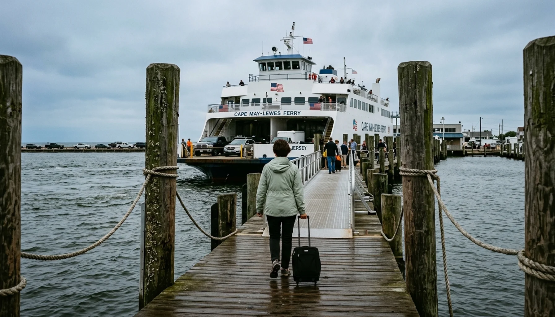 Cape May Lewes Ferry terminal on Delaware Bay, a starting point for popular day trips from Cape May NJ