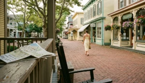 Quiet uncrowded Washington Street Mall in Cape May NJ on a warm summer morning — best time to visit Cape May NJ to avoid crowds
