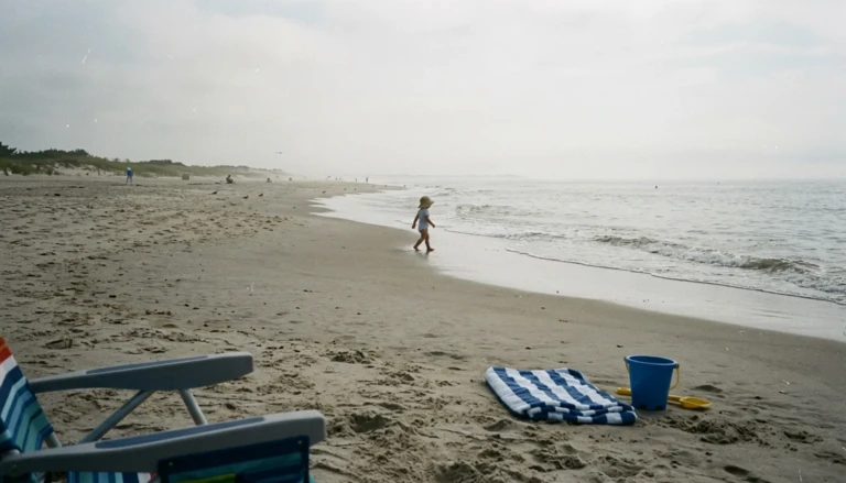 Gently sloping sand at The Cove, one of the best beaches in Cape May for families with young kids