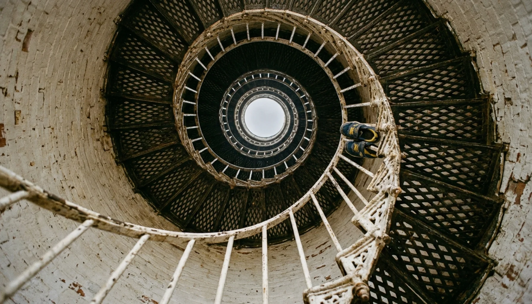 Family climbing the 199 steps of Cape May Lighthouse, a top free thing to do in Cape May NJ for families