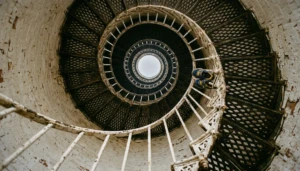 Family climbing the 199 steps of Cape May Lighthouse, a top free thing to do in Cape May NJ for families