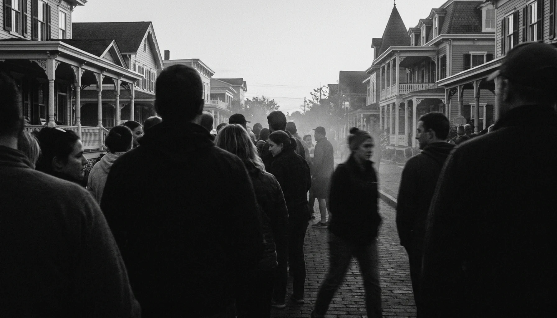 Crowd lined up at one of the best coffee shops near me in Cape May's historic district