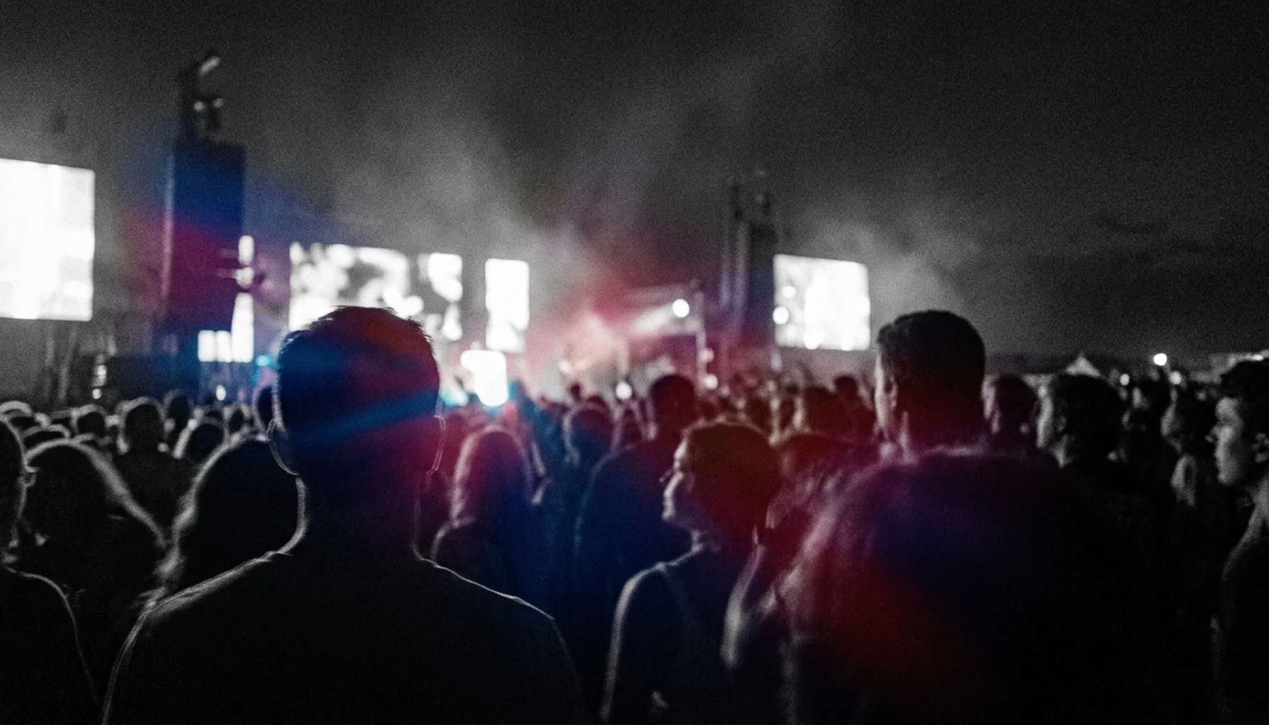 Crowd at a live beachfront concert near Cape May beach front hotel strip on a summer night